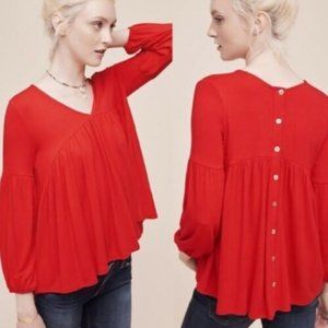 Eri + Ali Red Vneck Swing Blouse